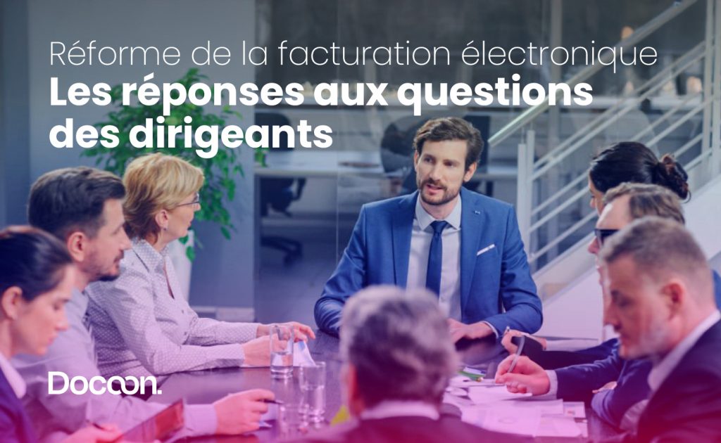 Visuel de cadres dans une réunion illustrant l'article sur les réponses aux questions des dirigeants sur la facturation électronique
