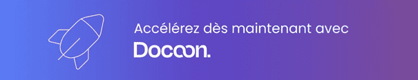 Visuel montrant une petit fusée symbolisant l'accélération de la dématérialisation pour un entreprise qui utilise les solutions Docoon.